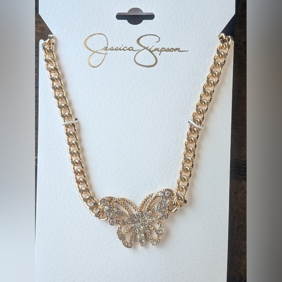 Jessica Simpson Gold Butterfly Necklace - Picture 1 of 11